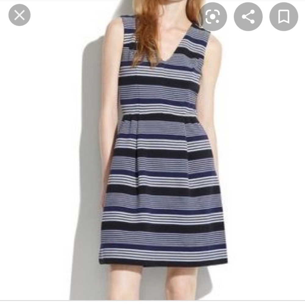 Madewell gallerist ponte navy striped dress